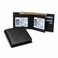 Executive Collection RFID Blocking Black Leather Bifold Wallet with Double ID Holder