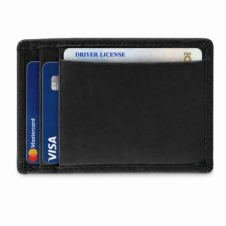 Executive Collection RFID Blocking Black Leather Card Holder with Money Clip