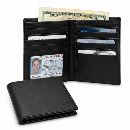 Executive Collection RFID Blocking Black Leather Hipster Wallet