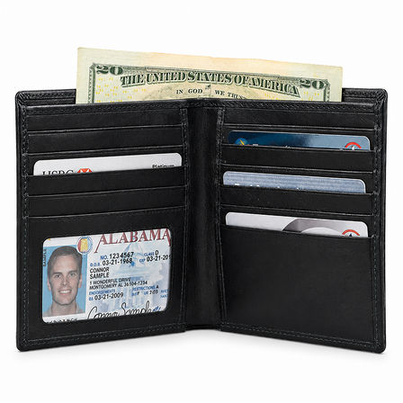 Executive Collection RFID Blocking Black Leather Hipster Wallet