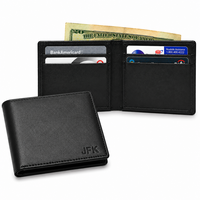Executive Collection RFID Blocking Black Leather Slim Front Pocket Wallet