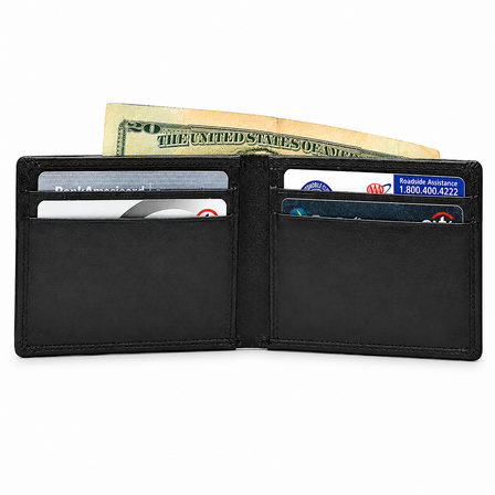 Executive Collection RFID Blocking Black Leather Slim Front Pocket Wallet