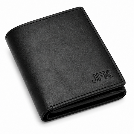 Executive Collection RFID Blocking Black Leather Trifold Wallet with Center ID Window