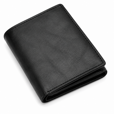 Executive Collection RFID Blocking Black Leather Trifold Wallet with Center ID Window