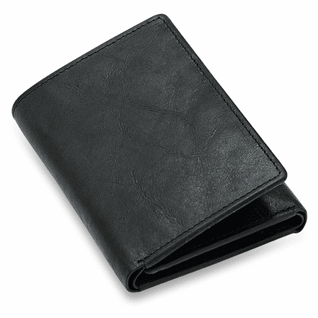 Executive Collection RFID Blocking Black Leather Trifold Wallet with Center ID Window
