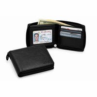 Executive Collection RFID Blocking Black Leather Zipper Wallet