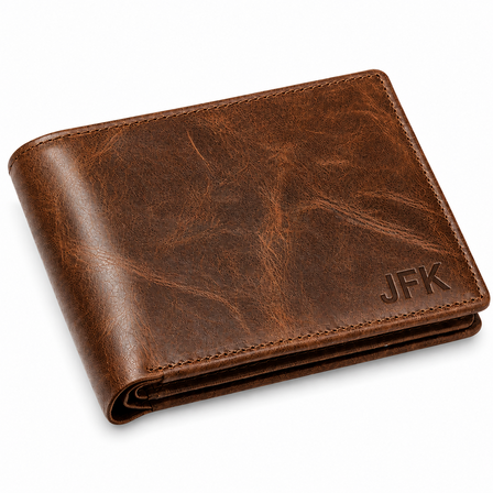 Executive Collection RFID Blocking Brown Leather Bifold Wallet with Double ID Holder