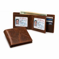 Executive Collection RFID Blocking Brown Leather Bifold Wallet with Double ID Holder