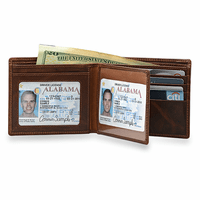 Executive Collection RFID Blocking Brown Leather Bifold Wallet with Double ID Holder