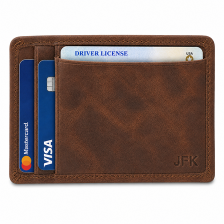 Executive Collection RFID Blocking Brown Leather Card Holder with Money Clip