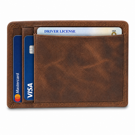 Executive Collection RFID Blocking Brown Leather Card Holder with Money Clip