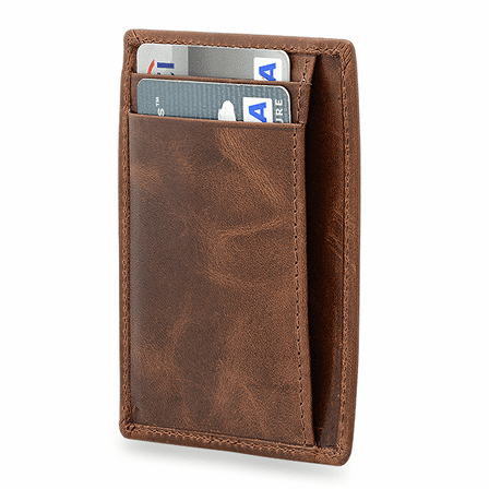 Executive Collection RFID Blocking Brown Leather Card Holder with Money Clip