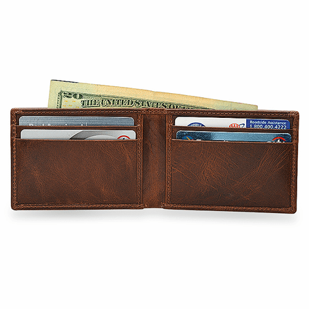 Executive Collection RFID Blocking Brown Leather Slim Front Pocket Wallet