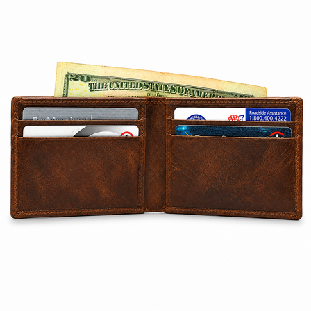 Executive Collection RFID Blocking Brown Leather Slim Front Pocket Wallet