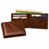 Executive Collection RFID Blocking Brown Leather Slim Front Pocket Wallet