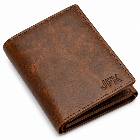 Executive Collection RFID Blocking Brown Leather Trifold Wallet with Center ID Window
