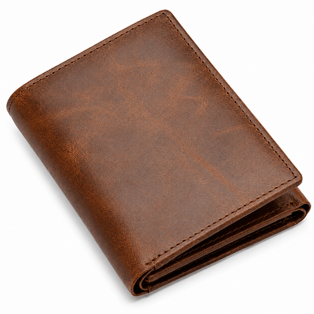 Executive Collection RFID Blocking Brown Leather Trifold Wallet with Center ID Window