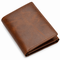 Executive Collection RFID Blocking Brown Leather Trifold Wallet with Center ID Window