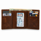 Executive Collection RFID Blocking Brown Leather Trifold Wallet with Center ID Window