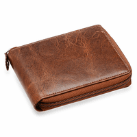 Executive Collection RFID Blocking Brown Leather Zipper Wallet