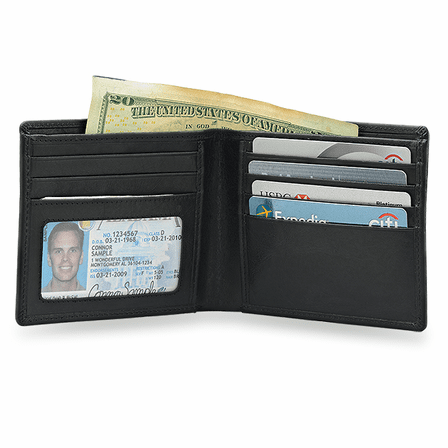 Executive Collection RFID Blocking Slim Bifold Black Leather Wallet
