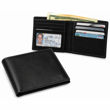 Executive Collection RFID Blocking Slim Bifold Black Leather Wallet