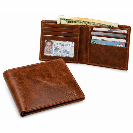 Executive Collection RFID Blocking Slim Bifold Brown Leather Wallet