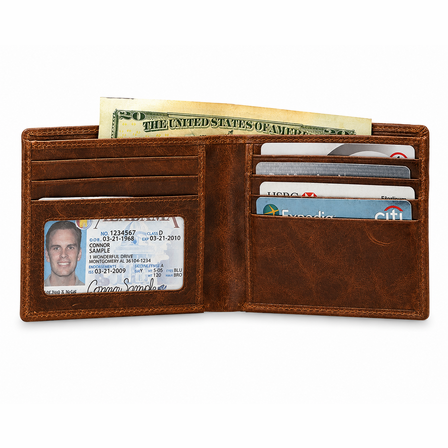 Executive Collection RFID Blocking Slim Bifold Brown Leather Wallet
