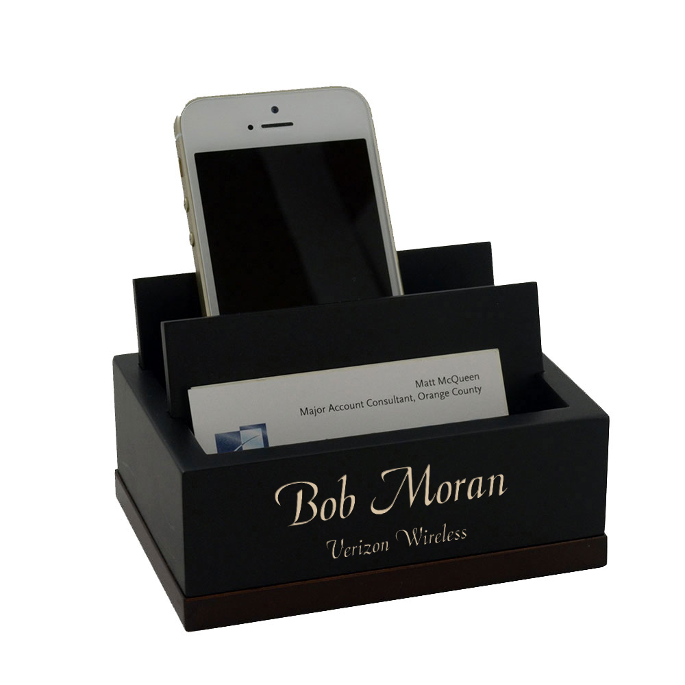 Executive Wooden Cell Phone and Business Card Holder - Executive Gift ...