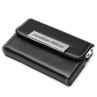 Faux Leather & Steel Engravable Business Card Holder