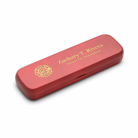 Firefighter's Shield Laser Engraved Cherrywood Double Pen and Box Set