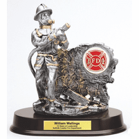 Firefighter With Hose Personalized Desktop Award