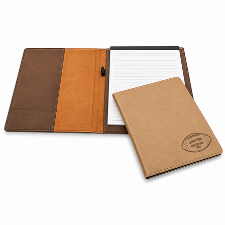 Football Coach's Personalized Brown Leatherette Portfolio