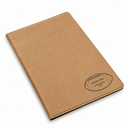 Football Coach's Personalized Brown Leatherette Portfolio