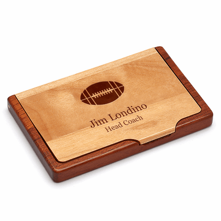 Football Themed Engraved Business Card Holder