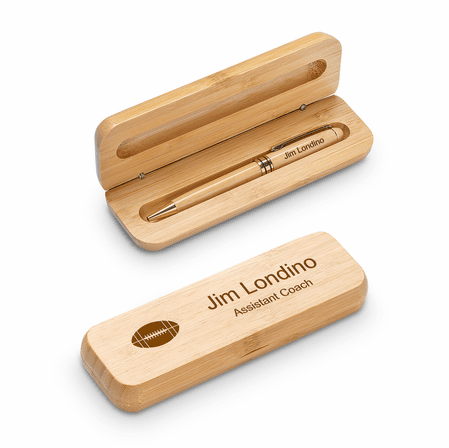 Football Themed Personalized Bamboo Pen and Box Set