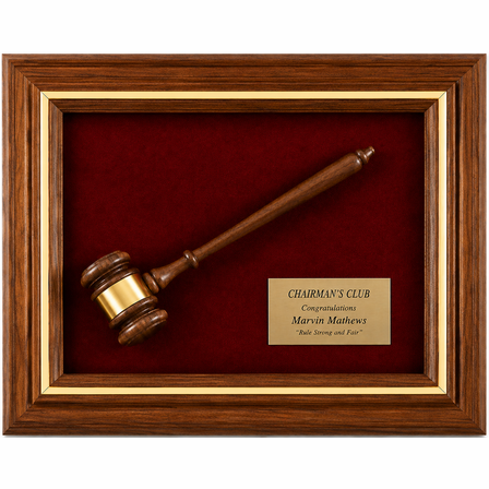 Framed Walnut Gavel Plaque
