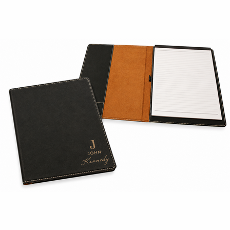 Full Name Monogram Black Leatherette Portfolio