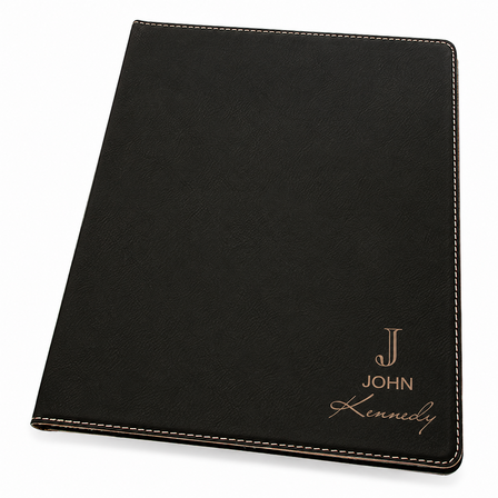 Full Name Monogram Black Leatherette Portfolio