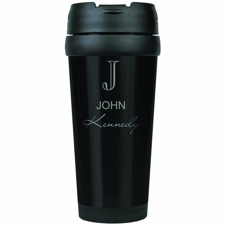 Full Name Monogram Black Travel Coffee Mug