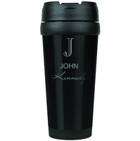 Full Name Monogram Black Travel Coffee Mug