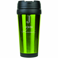 Full Name Monogram Green Travel Coffee Mug
