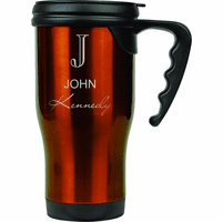 Full Name Monogram Green Travel Coffee Mug With Handle