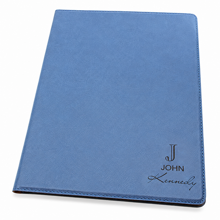 Full Name Monogram Navy Blue Leatherette Portfolio