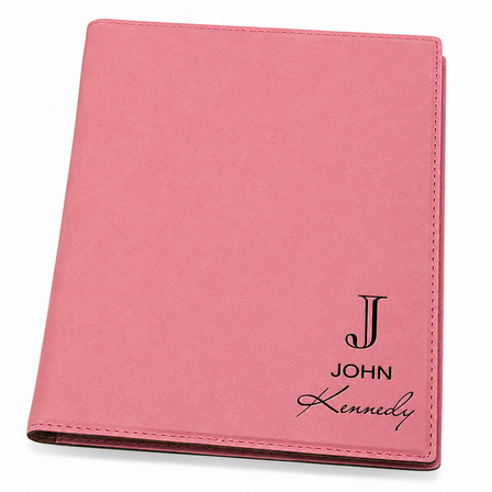 Full Name Monogram Pink Leatherette Mini Portfolio