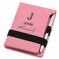 Full Name Monogram Pink Leatherette Notepad & Pen