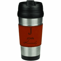 Full Name Monogram Rawhide LeatheretteTravel Mug