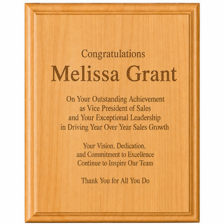 Genuine Red Alder Personalized Plaque - 8" x 12"