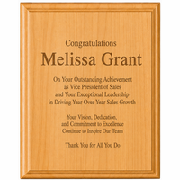 Genuine Red Alder Personalized Plaque - 8" x 12"