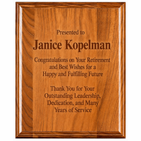 Genuine Walnut Personalized Recognition Plaque - 8" x 10"